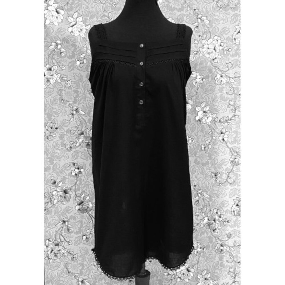 Victorian 100% Cotton Sleeveless Button Front Lace Trim gown - SoieRose SR1173